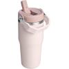 Stanley IceFlow Flip Straw Tumbler with Handle 20 oz | Twist On Lid and Flip Up Straw | Leak Resistant Water Bottle | Insulated Stainless Steel |BPA-Free | Charcoal(Rose Quartz)