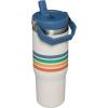 Stanley IceFlow Flip Straw Tumbler with Handle 20 oz | Twist On Lid and Flip Up Straw | Leak Resistant Water Bottle | Insulated Stainless Steel |BPA-Free | Charcoal(Cream Stripe)