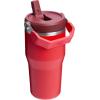 Stanley IceFlow Flip Straw Tumbler with Handle 20 oz | Twist On Lid and Flip Up Straw | Leak Resistant Water Bottle | Insulated Stainless Steel |BPA-Free | Charcoal(Chili Red)