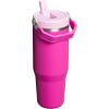 Stanley IceFlow Flip Straw Tumbler with Handle 20 oz | Twist On Lid and Flip Up Straw | Leak Resistant Water Bottle | Insulated Stainless Steel |BPA-Free | Charcoal(Violet Blossom)