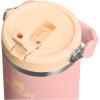 Stanley IceFlow Flip Straw Tumbler with Handle 20 oz | Twist On Lid and Flip Up Straw | Leak Resistant Water Bottle | Insulated Stainless Steel |BPA-Free | Charcoal(Peach Rose)
