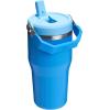 Stanley IceFlow Flip Straw Tumbler with Handle 20 oz | Twist On Lid and Flip Up Straw | Leak Resistant Water Bottle | Insulated Stainless Steel |BPA-Free | Charcoal(Azure)