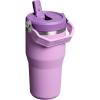 Stanley IceFlow Flip Straw Tumbler with Handle 20 oz | Twist On Lid and Flip Up Straw | Leak Resistant Water Bottle | Insulated Stainless Steel |BPA-Free | Charcoal(Lilac)