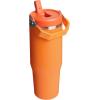 Stanley IceFlow Flip Straw Tumbler with Handle 20 oz | Twist On Lid and Flip Up Straw | Leak Resistant Water Bottle | Insulated Stainless Steel |BPA-Free | Charcoal(Goldenrod Coral)