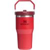 Stanley IceFlow Flip Straw Tumbler with Handle 20 oz | Twist On Lid and Flip Up Straw | Leak Resistant Water Bottle | Insulated Stainless Steel |BPA-Free | Charcoal(Chili Red)