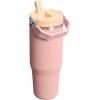 Stanley IceFlow Flip Straw Tumbler with Handle 20 oz | Twist On Lid and Flip Up Straw | Leak Resistant Water Bottle | Insulated Stainless Steel |BPA-Free | Charcoal(Peach Rose)
