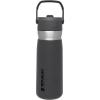 STANLEY IceFlow Flip Straw Water Bottle 22 oz | Built-In Straw for Travel and Sports | Lightweight and Leak Resistant | Insulated Stainless Steel | BPA-Free | Polar(Charcoal (2.0))