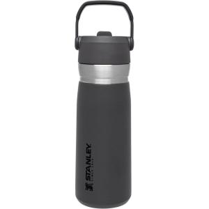 STANLEY IceFlow Flip Straw Water Bottle 22 oz | Built-In Straw for Travel and Sports | Lightweight and Leak Resistant | Insulated Stainless Steel | BPA-Free | Polar(Charcoal (2.0))
