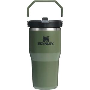 Stanley IceFlow Flip Straw Tumbler with Handle 20 oz | Twist On Lid and Flip Up Straw | Leak Resistant Water Bottle | Insulated Stainless Steel |BPA-Free | Charcoal(Dried Pine)