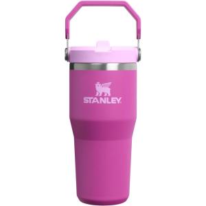 Stanley IceFlow Flip Straw Tumbler with Handle 20 oz | Twist On Lid and Flip Up Straw | Leak Resistant Water Bottle | Insulated Stainless Steel |BPA-Free | Charcoal(Dark Blossom)