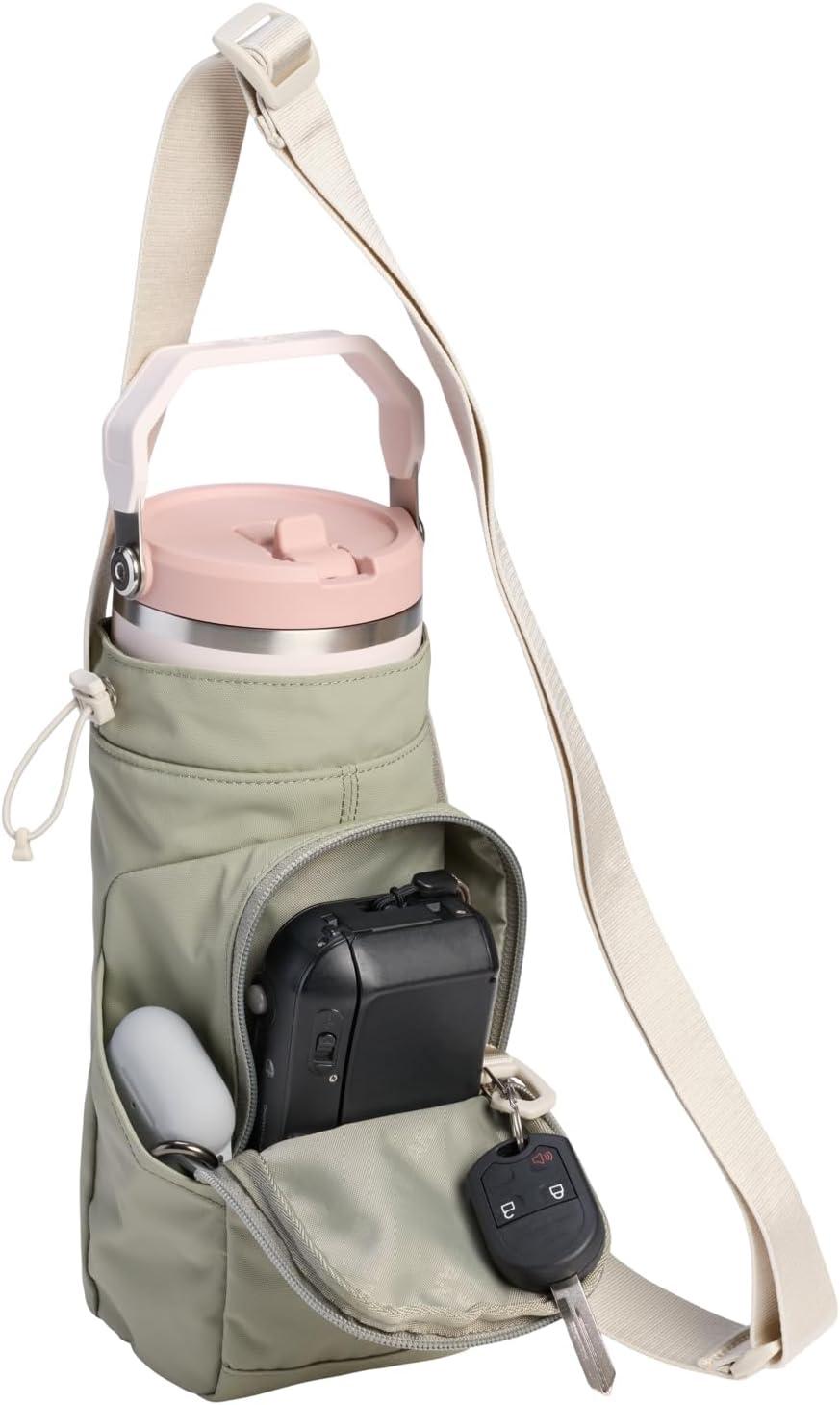 imageSTANLEY Vitalize Macro Method Tote Gym Work amp Travel Bag with Laptop Sleeve Expandable Bottom Compartment Tumbler amp Water Bottle Pockets Durable Recycled Fabric BlackSage Grey