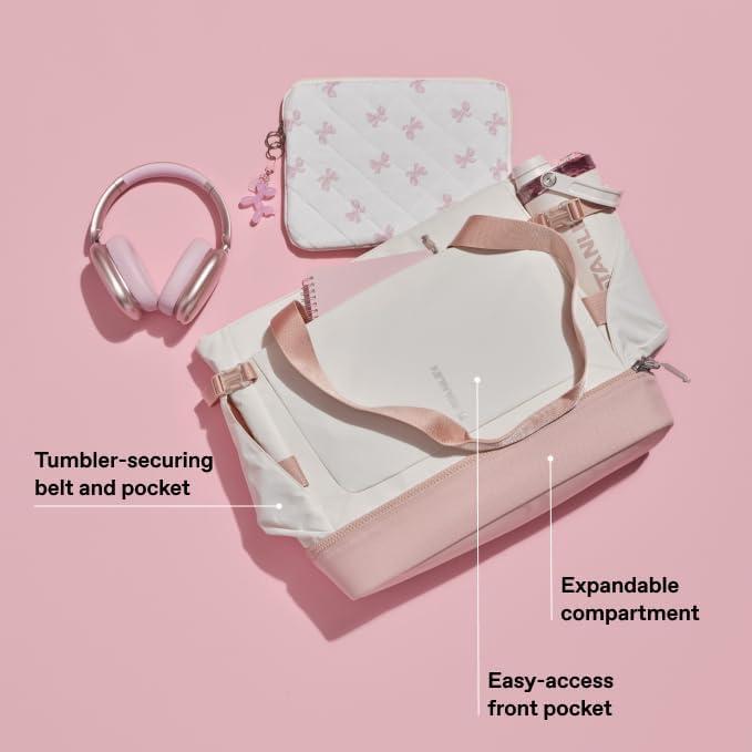 imageSTANLEY Vitalize Macro Method Tote Gym Work amp Travel Bag with Laptop Sleeve Expandable Bottom Compartment Tumbler amp Water Bottle Pockets Durable Recycled Fabric BlackSage Grey