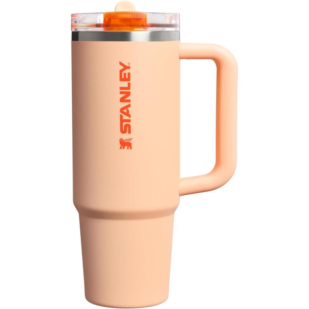 imageSTANLEY Quencher ProTour Flip Straw Tumbler with Leakproof Lid  BuiltIn Straw amp Handle  Cupholder Compatible for Travel  Insulated Stainless Steel Cup  BPAFreeOrange Sherbet