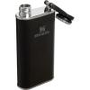 Stanley Classic Easy Fill Wide Mouth Flask 8 oz | Leakproof Hip Flask | Hinge Connected Never Lose Cap | Insulated Stainless Steel Liquor Container | BPA-Free | Hammertone Frost(Hammertone Black)