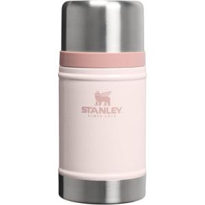 STANLEY Classic Food Jar and Spork 14 oz | Vacuum Insulated Food Container | Wide Mouth Screw On Lid | Packable for Travel | Stainless Steel with Leakproof Lid | BPA-Free | Spring Green(Hammertone Rose Quartz)