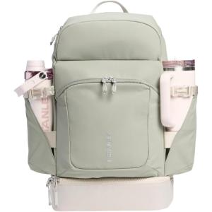 STANLEY Vitalize Macro Method Tote| Gym, Work & Travel Bag with Laptop Sleeve | Expandable Bottom Compartment | Tumbler & Water Bottle Pockets | Durable Recycled Fabric | Black(Sage Grey)