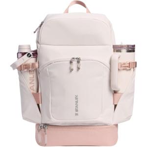 STANLEY Vitalize Macro Method Tote| Gym, Work & Travel Bag with Laptop Sleeve | Expandable Bottom Compartment | Tumbler & Water Bottle Pockets | Durable Recycled Fabric | Black(Rose Quartz)