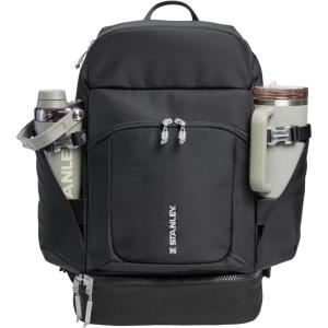 STANLEY Vitalize Macro Method Tote| Gym, Work & Travel Bag with Laptop Sleeve | Expandable Bottom Compartment | Tumbler & Water Bottle Pockets | Durable Recycled Fabric | Black(Black)